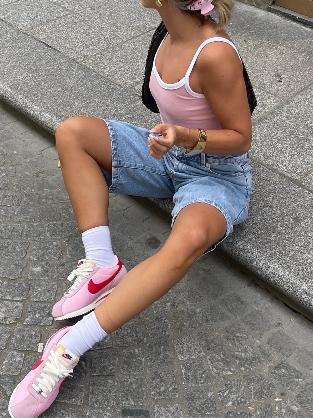 Nike Cortez Sneakers Pink & Red | Classic Retro Running Shoes | Women's Size 7
